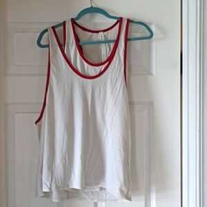 Lululemon cream and Red LA Double Layer Tank Top Pima Cotton
